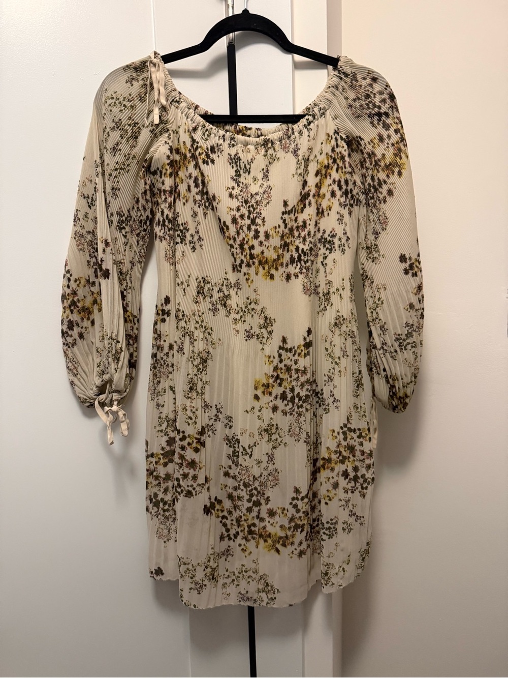 Wilfred Cream Floral Mini Dress with Olive & Brown Print